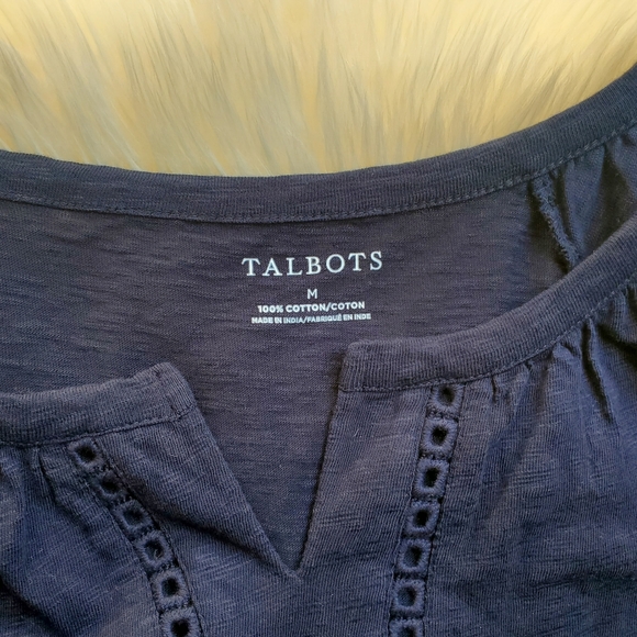 Navy Blue Cotton Talbots T shirt M - Picture 2 of 5